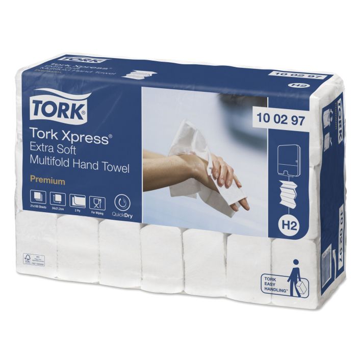 Towel Tork Xpress Premium white extra soft H2 - 210x340cm - 2100 sheets - Cellulose