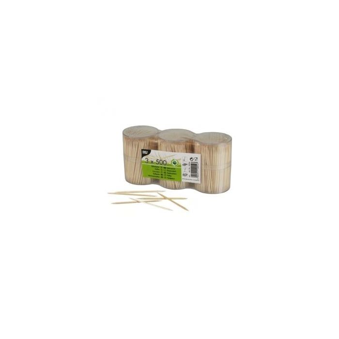 Wooden toothpicks, plastic container, 3x500pcs
