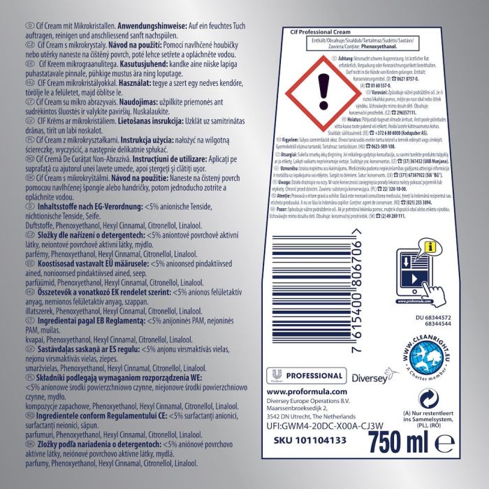 Cif Professional Cream 750ml - cleaning cram for heavy duty surfaces