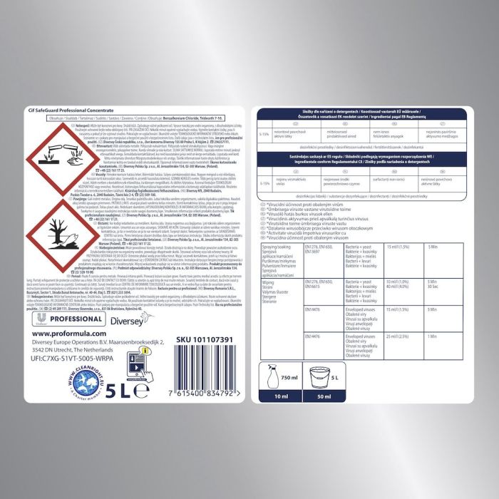 Cif BS Cleaner Disinfectant 5L 2in1 Washing and Disinfecting Agent SafeGuard
