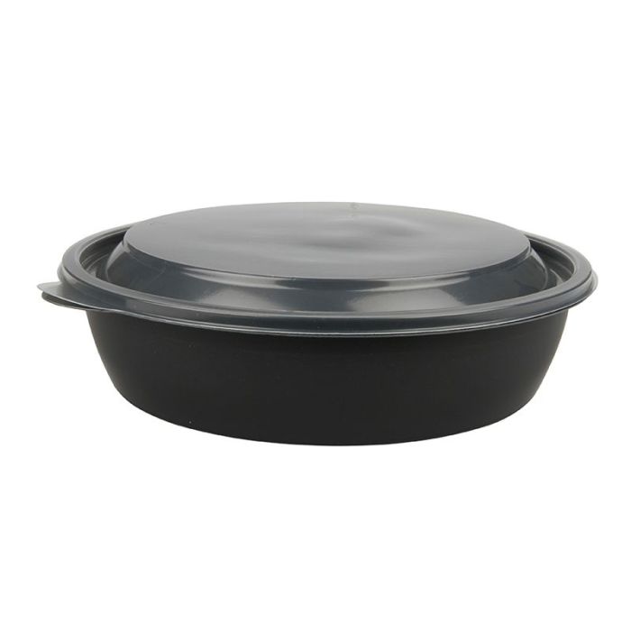 FastPac round container 1000ml black 19x5cm, 50 pieces