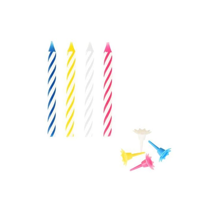 Birthday candles mix colours, pack of 24 with bases, 6 cm PAPSTAR