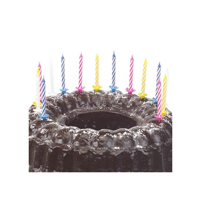 Birthday candles mix colours, pack of 24 with bases, 6 cm PAPSTAR
