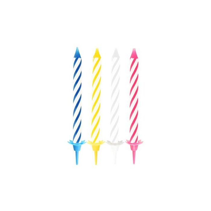 Birthday candles mix colours, pack of 24 with bases, 6 cm PAPSTAR