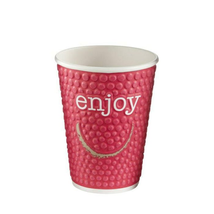 PAP/PE DW cup 300ml Enjoy op.45pc SUP (k/20) dia.90mm, embossed, mix colours