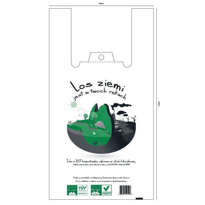 Compostable Carrier Bags 30/8/55 cm OK Compost HOME 100 pcs