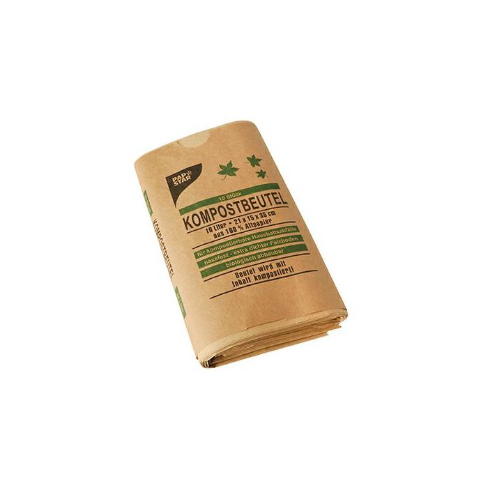 Waste bags 10l from paper, 10 pcs 35cm x 21cm x 15cm, brown (k/10)