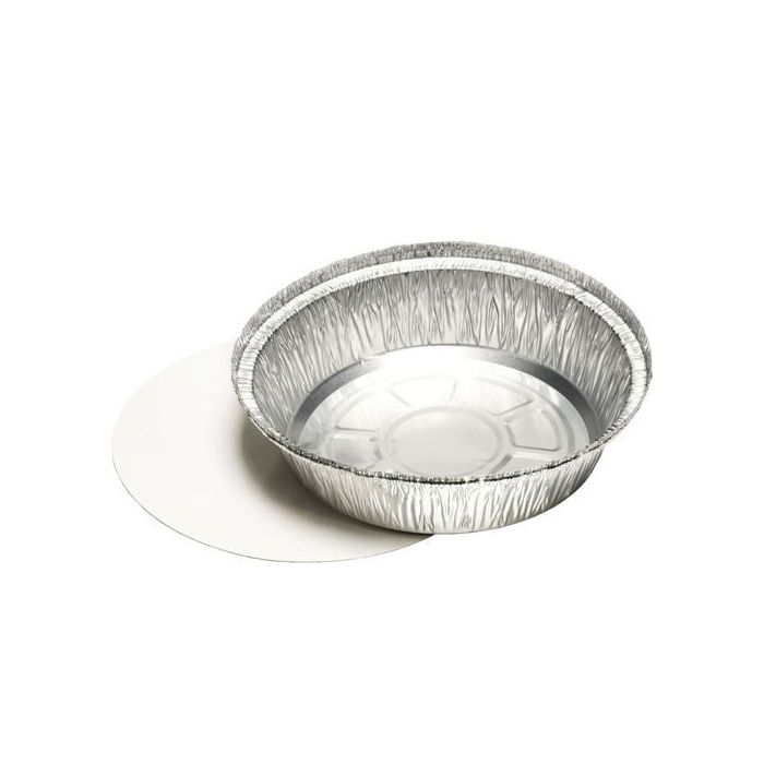 Round aluminium mould 1000ml with lid cardboard + PE, diameter 22,9cm, price per package 25pcs