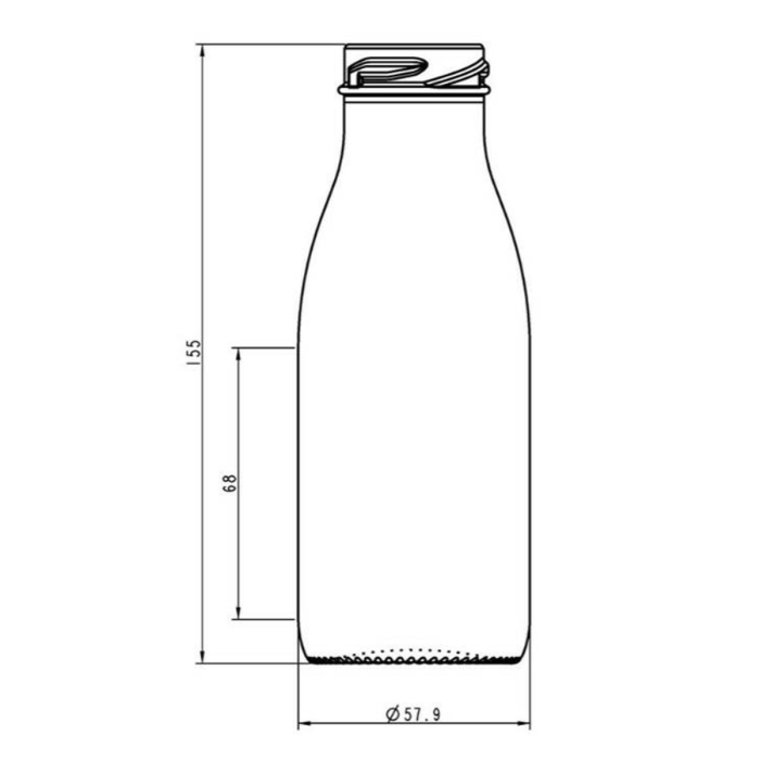 Glass bottle with screw cap fi38mm 250ml op.10zest.