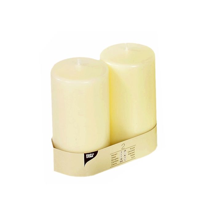 Pillar candles 15cm 2pcs ivory, diameter 80mm