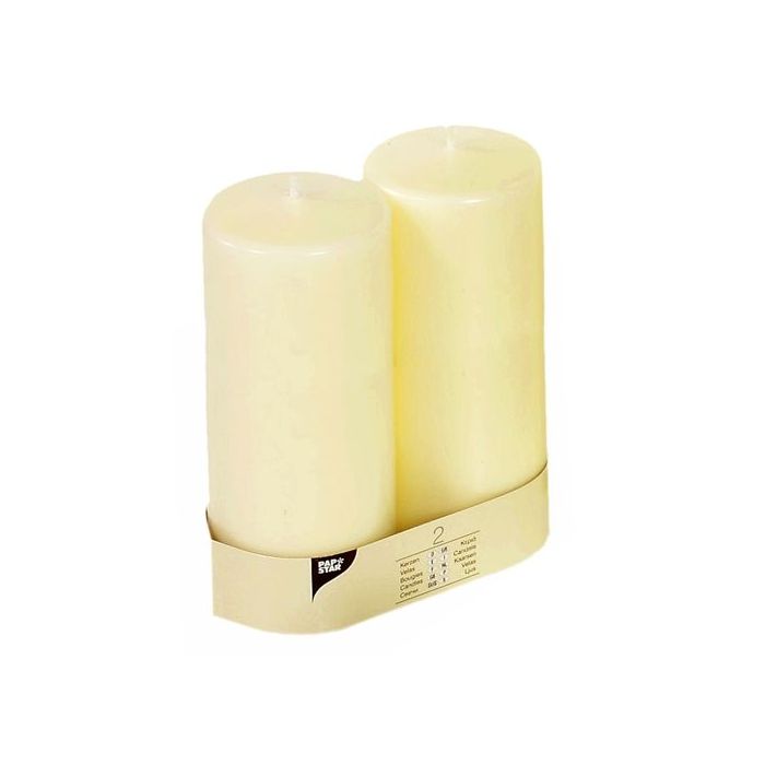 Pillar candles IVORY, diameter 80mm, height 22cm, ivory, 2 pack.