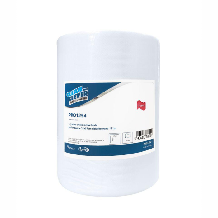 C&C PRO1254 white non-woven cleaning cloth, perforated, 32x37 cm, 111 m