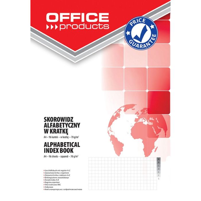 Index Book OFFICE PRODUCTS, A4, square ruled, A-Z index, durable cover, 96sheets, 70gsm