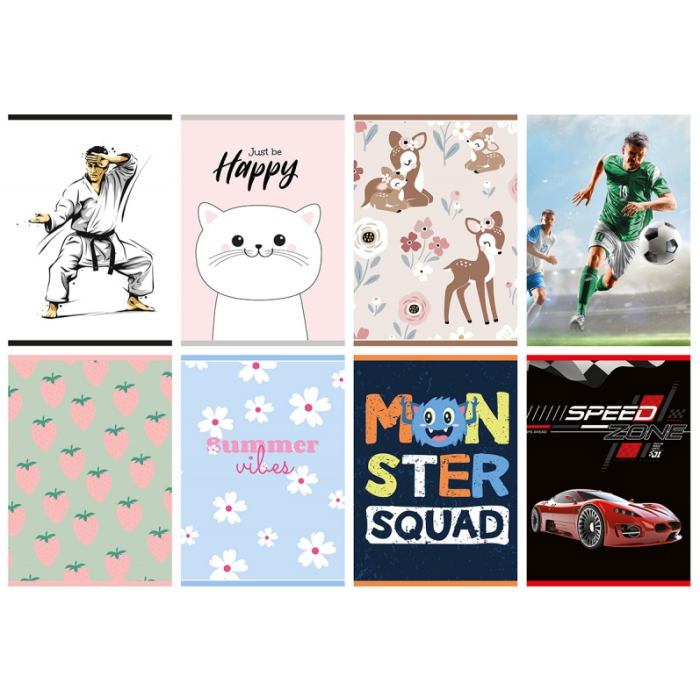 Notebook A5 with checkered 32k GIMBOO mix designs - soft cover