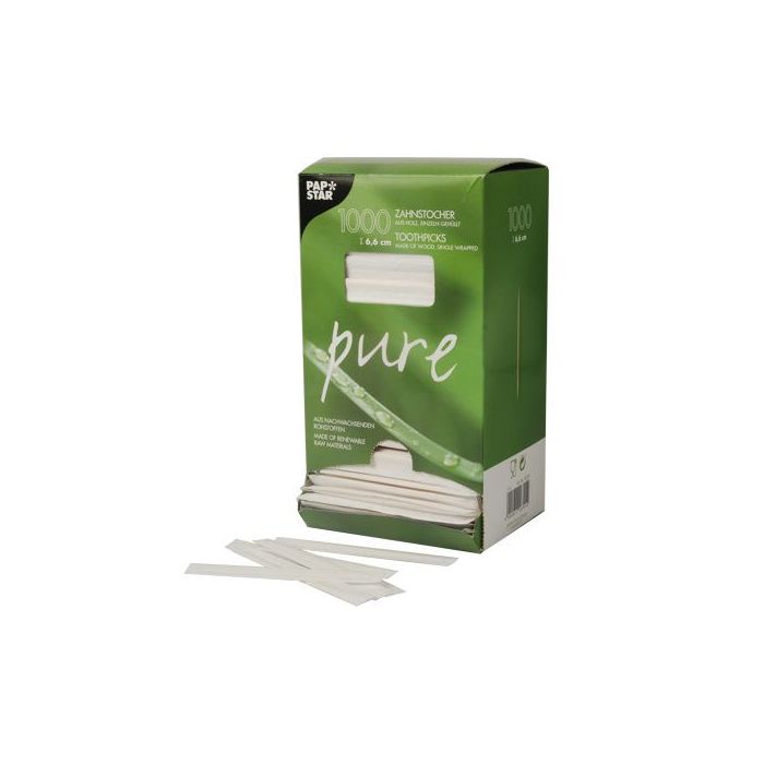 Wooden toothpicks individually packed round 6.6cm, 1000pcs dispenser