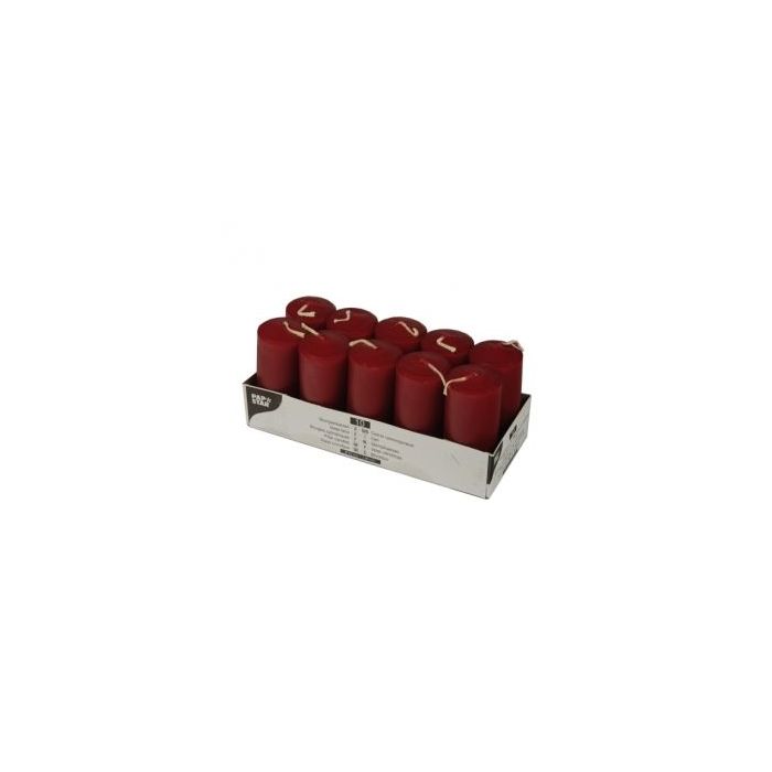 Pillar candles 9cm, 10pcs maroon