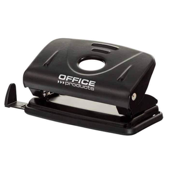 Dziurkacz OFFICE PRODUCTS, dziurkuje do 12 kartek, metal, czarny