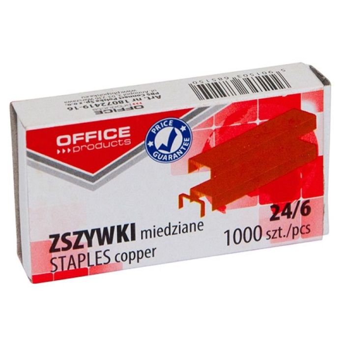 Staples, OFFICE PRODUCTS, 24/6, copper, 1000pcs