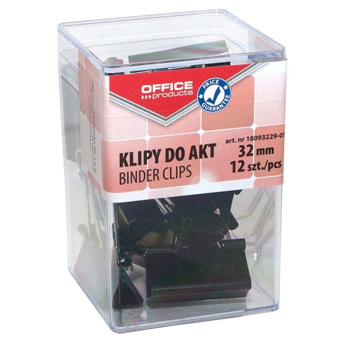 Clips for documents, OFFICE PRODUCTS, 32mm, 12 pcs, in a box, black