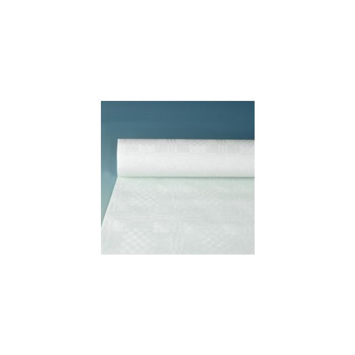 Paper tablecloth 1,2m x 100m white damascus embossing