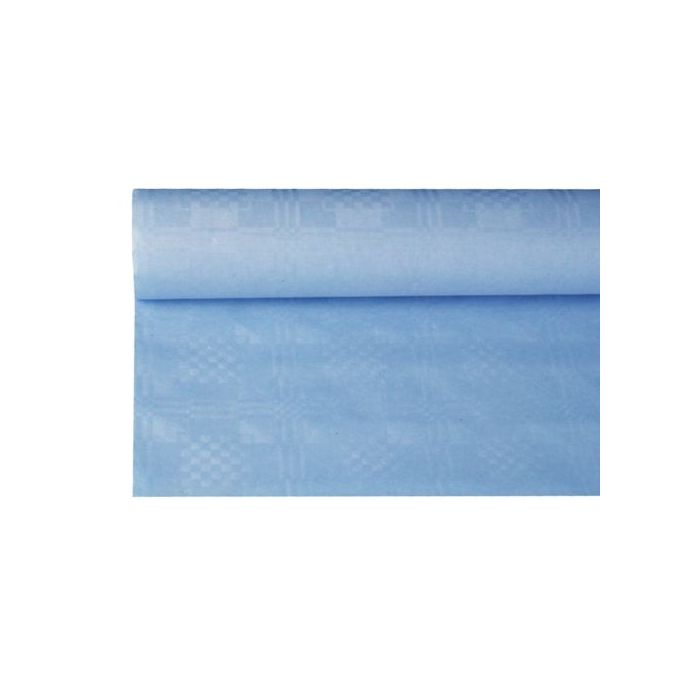 Paper tablecloth 1,2m x 8m light blue damascus embossing