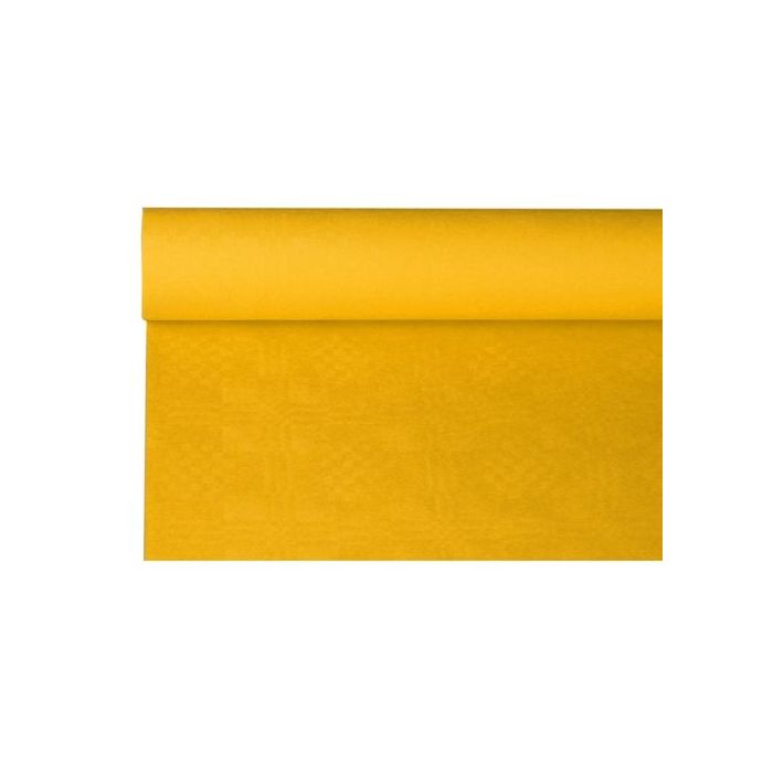 Paper tablecloth 1,2m x 8m yellow damascus embossing