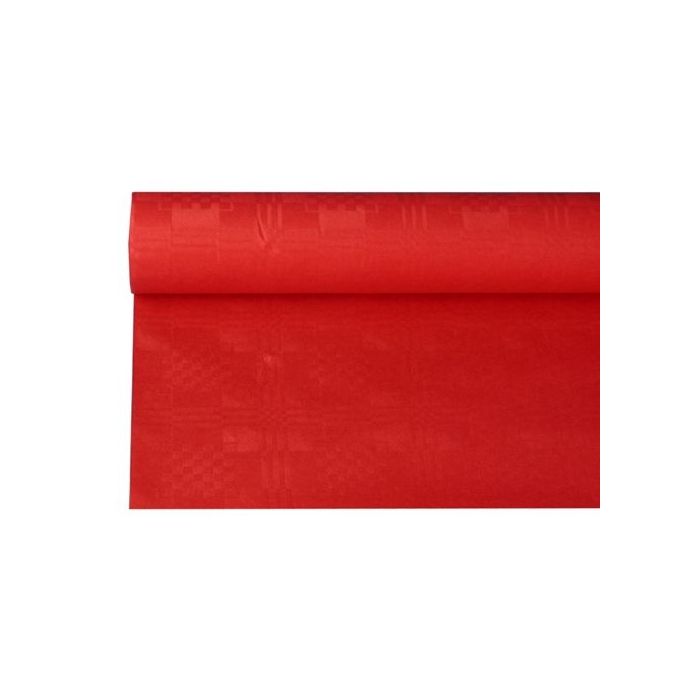 Obrus papierowy 1,2m x 8m czerwony, wytłoczenie damaszkowe