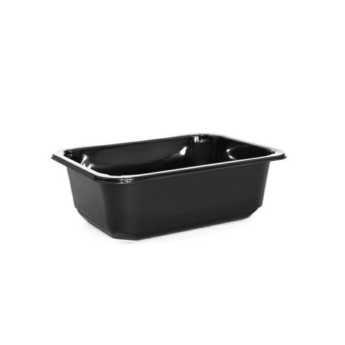 T B 187/137/1 H60 G Pojemnik do zgrzewu 1000ml wysokość 6,0 cm czarny, niedzielony, gładki, op. 50 szt.