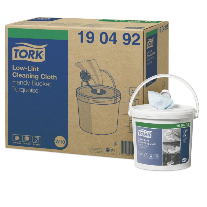 TORK Low-dust cleaning cloth in W10 Handy Bucket, 4 pieces