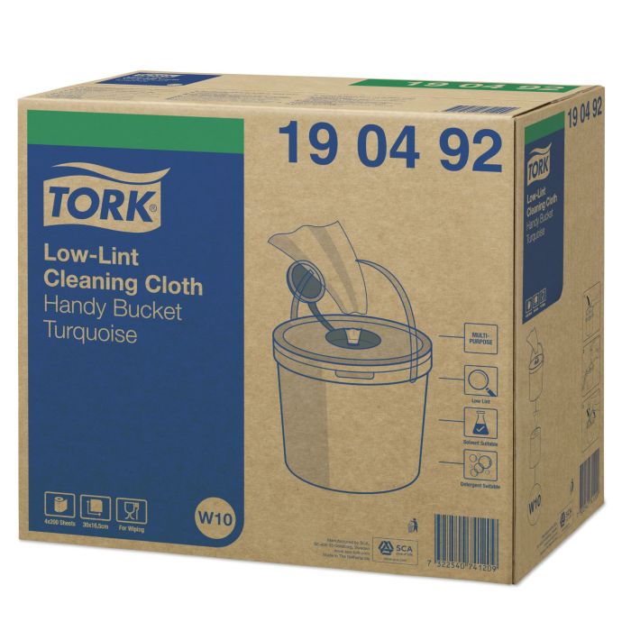 TORK Low-dust cleaning cloth in W10 Handy Bucket, 4 pieces