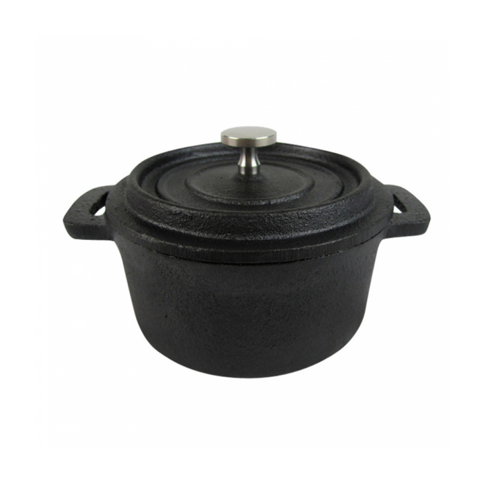 Cast iron mini round dish with lid fi.14x6 cm (k/12)