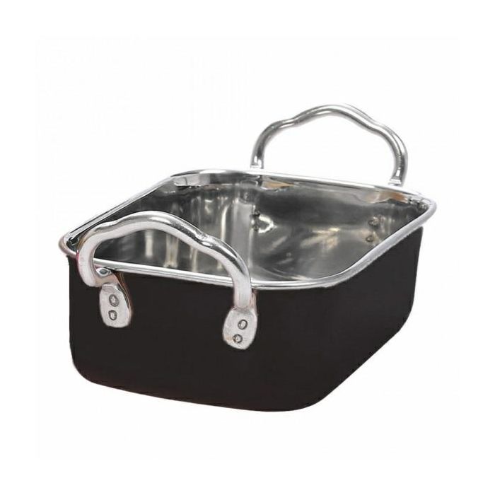 Inox mini brytfanna czarna z uchwytami 14,5x9,5x4,5cm, op. 6 sztuk