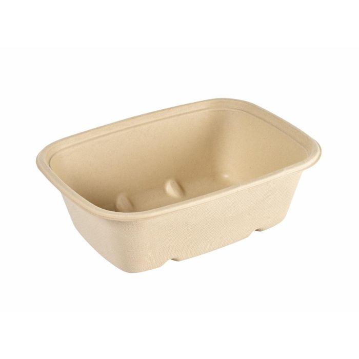 Sugar cane bowl 1200ml Cube rectangular pack of 40 (k/4) PFAS Free