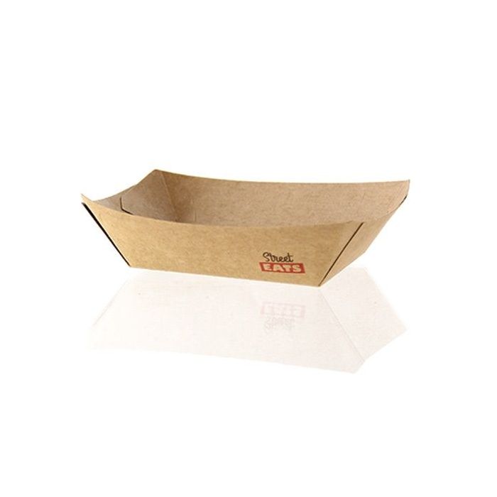 Paper tray EcoKraft 300ml brown 160x120x25mm with overprint, 250 pieces