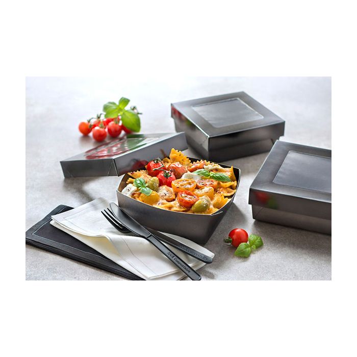 Pudełko czarne TAKEAWAY 500ml pokrywka z oknem 120x120x50mm op. 25 sztuk