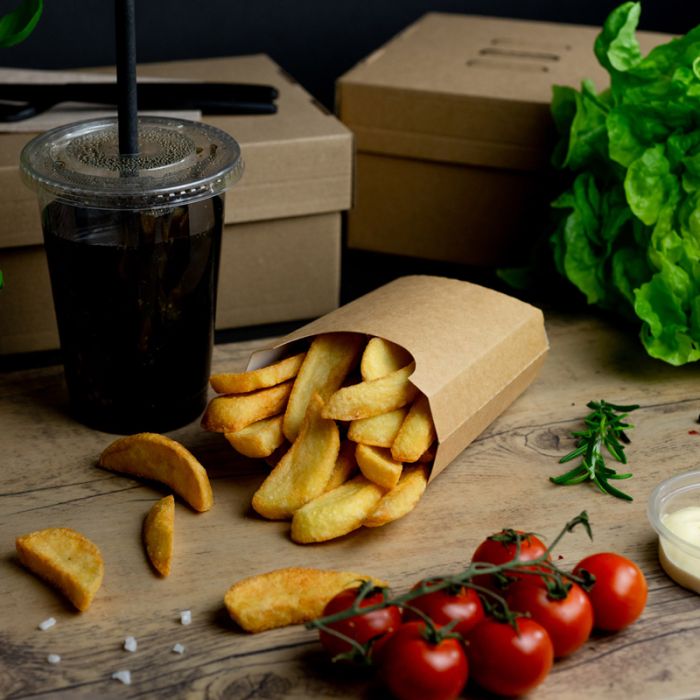 Pudełko na frytki 200g, brązowe, bez nadruku, op. 500 sztuk
