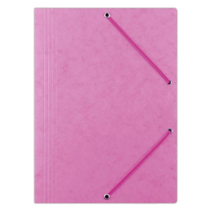 Elasticated File OFFICE PRODUCTS, pressed board, A4, 390 gsm, 3 flaps, pink