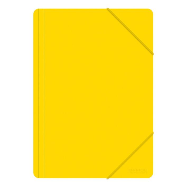 Teczka z gumką OFFICE PRODUCTS, A4, PP, 500mikr., 3-skrz., żółta