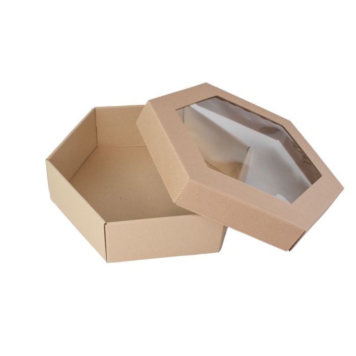 Party Box premium catering box with window 315x315x90mm, op.10pcs. TnG (hexagonal)