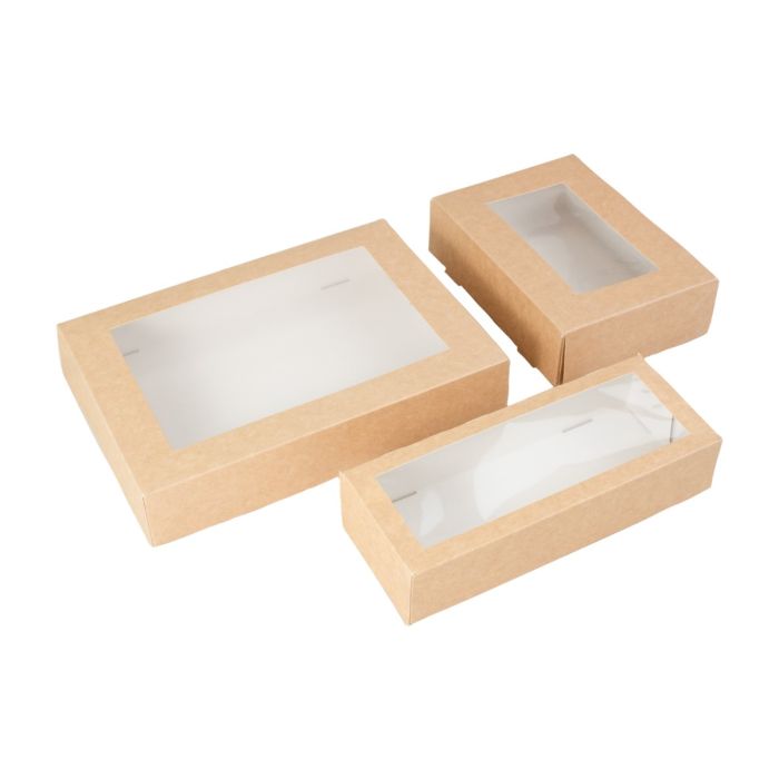 Pudełko sushi kraft z okienkiem 260x190x50 mm 140 szt OP-11