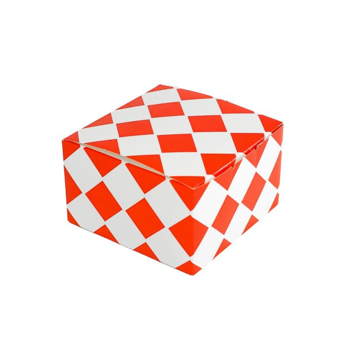 Pudełko BURGER, KURCZAK, NUGGETS, rozmiar 130x130x80mm,, nadruk KRATKA CZERWONA, cena za opakowanie 100szt