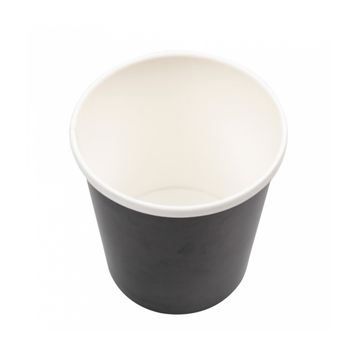 Paper soup container, diameter 9x10cm, black 480ml set with lid, 25 sets
