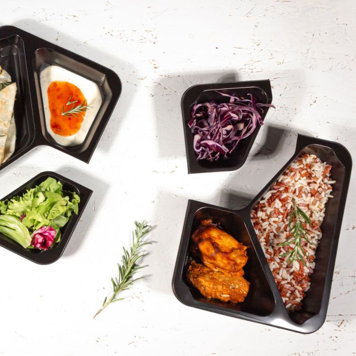 T B 227/178/3 H5 GWP sealing container pack of 50 pcs height 5cm black, tripartite, smooth TnP (k/8) REUSABLE