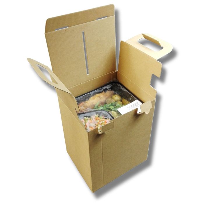 Box with flat folding handle DIETA BOX for lunch boxes, 190x230x285mm 50 pieces