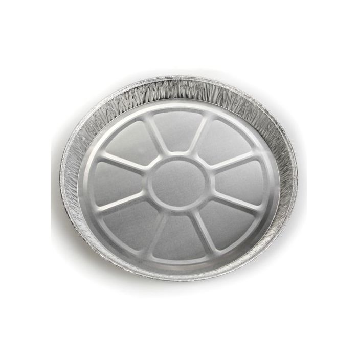 Round aluminium mould diameter 25cm, height 1,5cm, price per package 25pcs."
