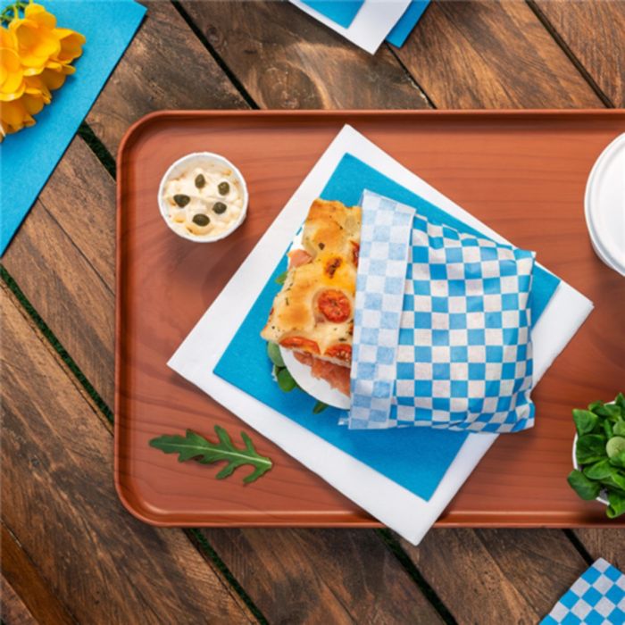 Blue checkered greaseproof wrapping paper, 28x34cm, a.1000pcs,  PFAS Free