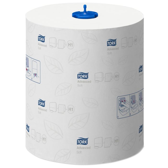 Tork Matic® soft towel roll white with grey leaf decoration H1