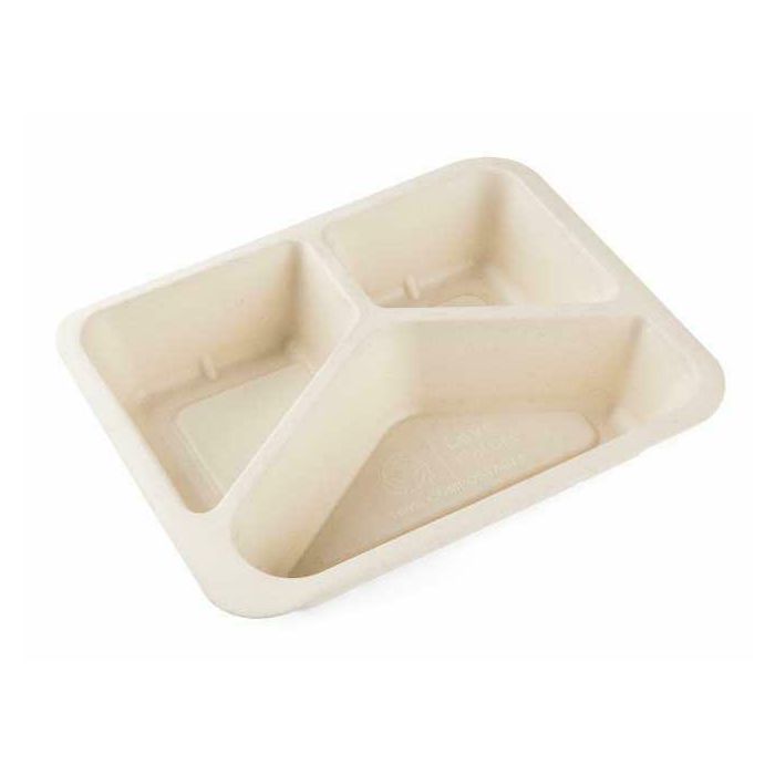 Heat-sealable container 227/178/3 H45, three-part, pack of 50, made of uncoated sugar cane (k/8)