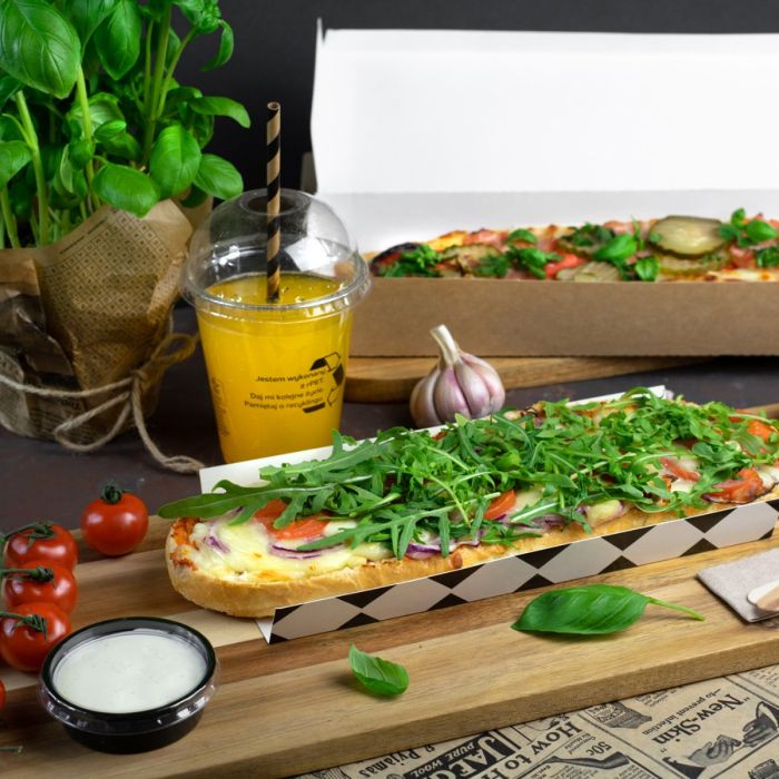 Paper Tray for Baguettes 250x100x30 mm – Black Checkered Print