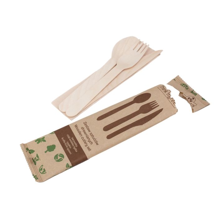 Wooden confection 1 paper 300 pcs knife+fork+spoon+service, TnG